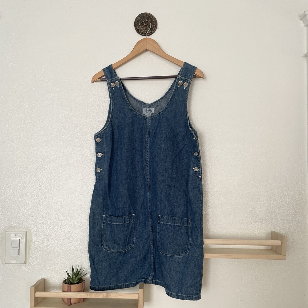 Sostanza Women's Size Small Short Denim Overall Jean Pinafore Dress